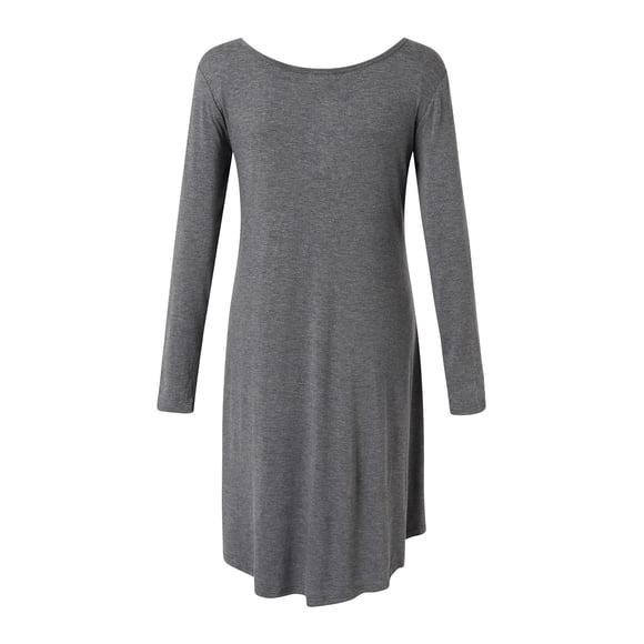 WUANDIXFA Fall Maternity Dress Womens Maternity Pregnant Casual Long Sleeves Soild Pockets Nursed Tanks Dress for Breastfeeding Grey,M