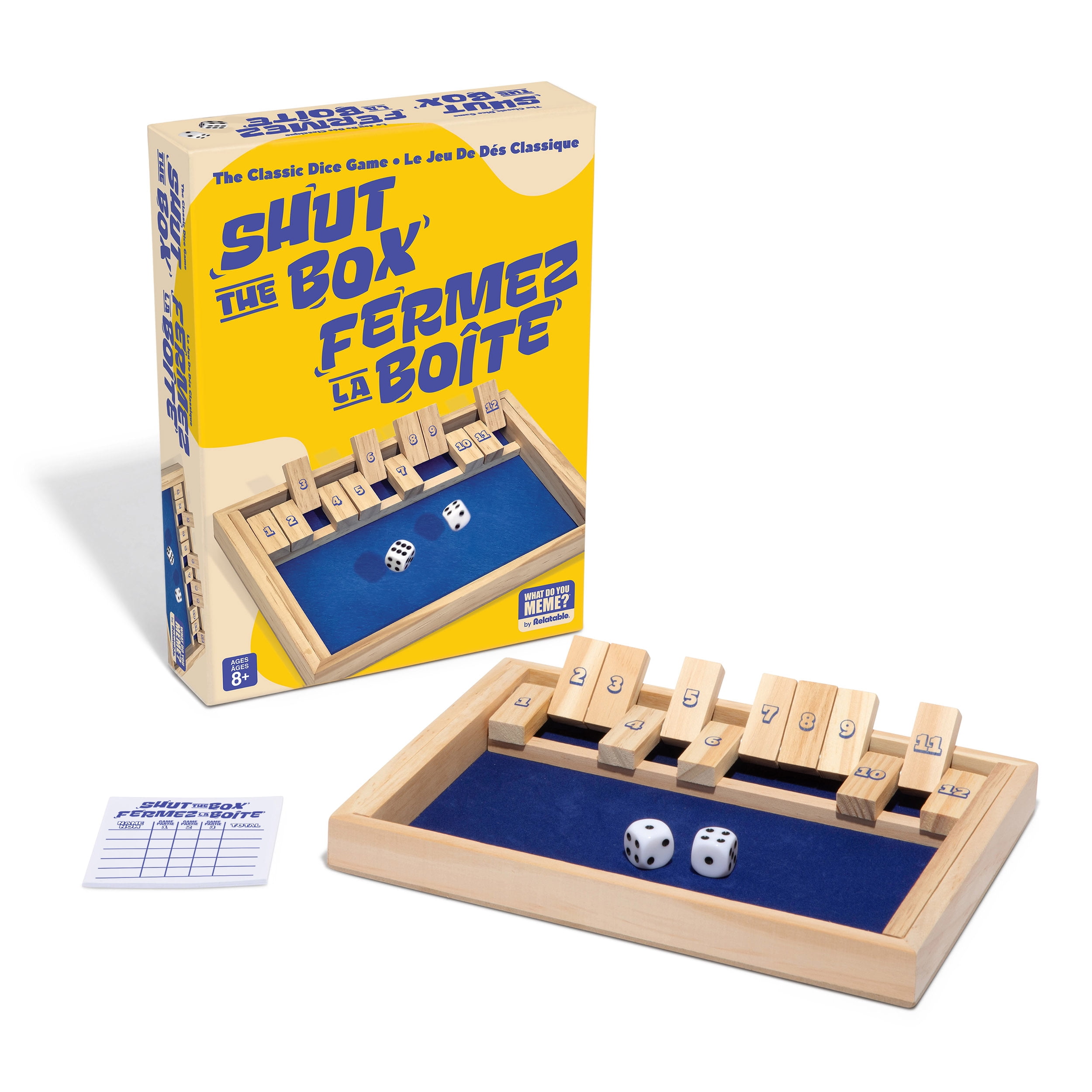 Shut The Box by Relatable – Classic Wooden Dice Family Game for Kids and Adults, Fun Math and Strategy Game for Ages 8+