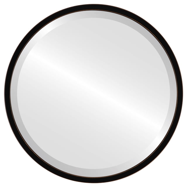 London Framed Round Mirror - Rubbed Black - 25" x 25"