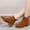 Brown, variant on LSLJS Women's Winter Flock Boots Chunky Heel Low Heel Round-Toe Boots Side Zipper Shoes, Women's Ankle Boots & Booties, Womens Boots