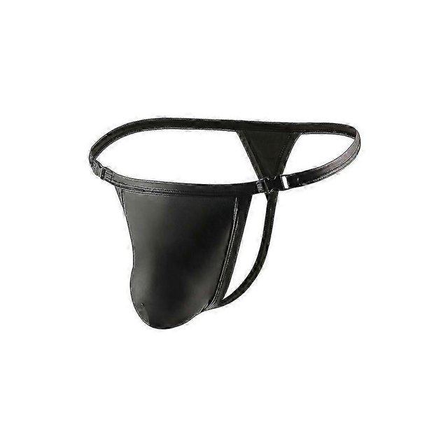 Men's Faux Leather Backless Jockstrap G-string Underwear with T-back Pouch