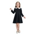 thumbnail image 2 of Teen Dresses Spring Summer Print Ruffle Long Sleeve Solid Casual Girls Dress Black 5-6 Years, 2 of 4