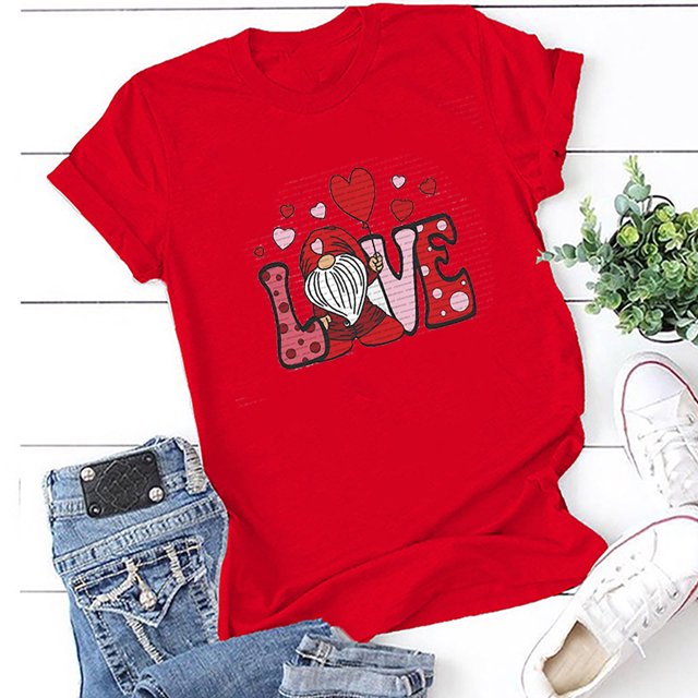 Hauts d'Été Grande Taille pour Femmes Tendance Femmes Décontracté Imprimé Manches Courtes Col Rond T-Shirt Ample Blouse Hauts Col en V T-Shirt Femmes en Liquidation
