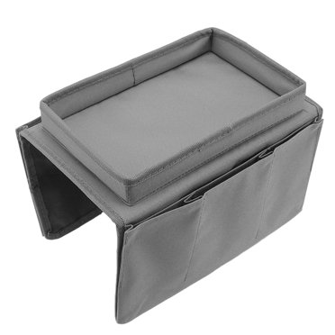Plateau de Sofa, Table d'Accoudoir de Canapé Lavable avec Poches Latérales pour la Maison Gris