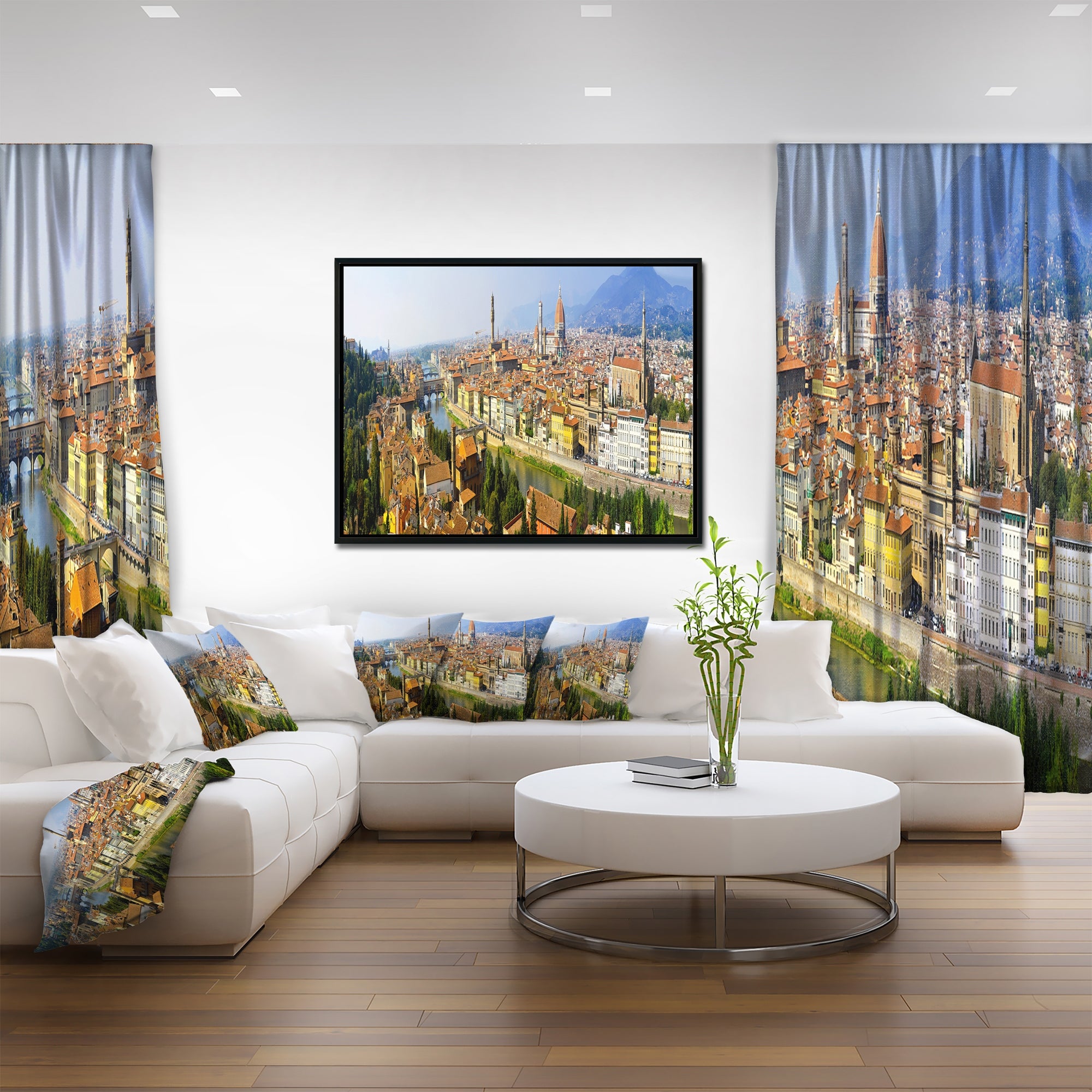 Design Art Florence Vue Panoramique  Sur Toile Encadrée