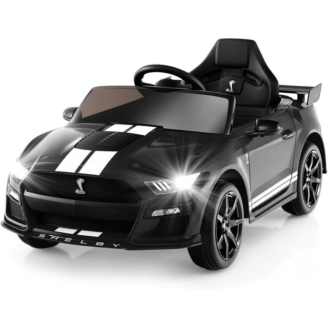 Licensed Ford Mustang GT500 Ride on Car for Kids by OLAKIDS, Battery Powered Electric Vehicle with Remote Control, Headlight, Power Display, USB, Music, Radio, Aged 3-8