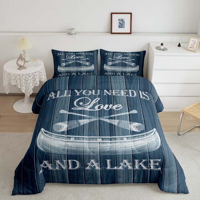 Erosebridal Rustic Farmhouse Bedding Full Comforter Set, Sailboat Down Comforter, Paddle Decor, Lightweight 3-Piece