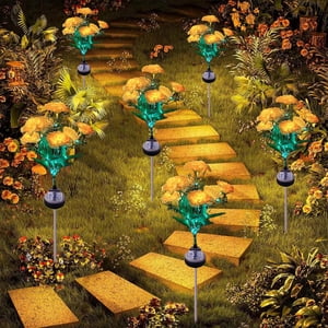 Dvkptbk solar lights Led Solar Silk 7 Carnation Ground Lamp Outdoor Patio Villa Decoration Garden Lights Plastic Ground Lamps