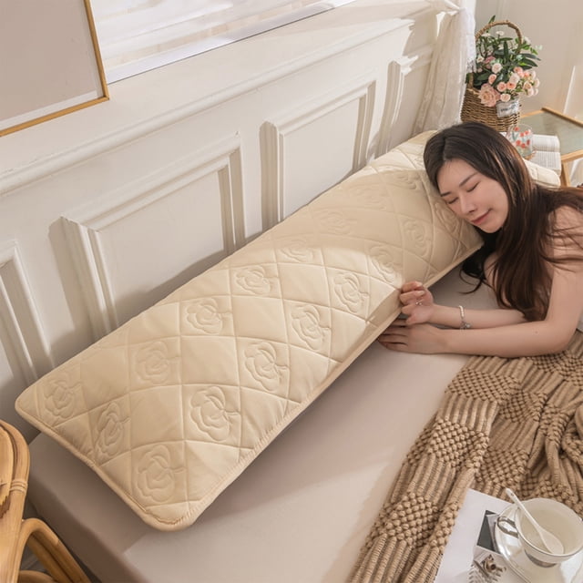 CaiYueKe Extra Long Double Pillowcase Set 19x47 inch, Quilted Polyester Pillow Cover for Couples, Side Sleeper Pillow Protector, Decorative Pillowcase for Bedroom Home
