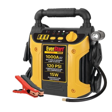 EverStart 1000 Peak  Amp Jump-Starter w/ Triple USB-A ports (3.1A) and 120 PSI Compressor