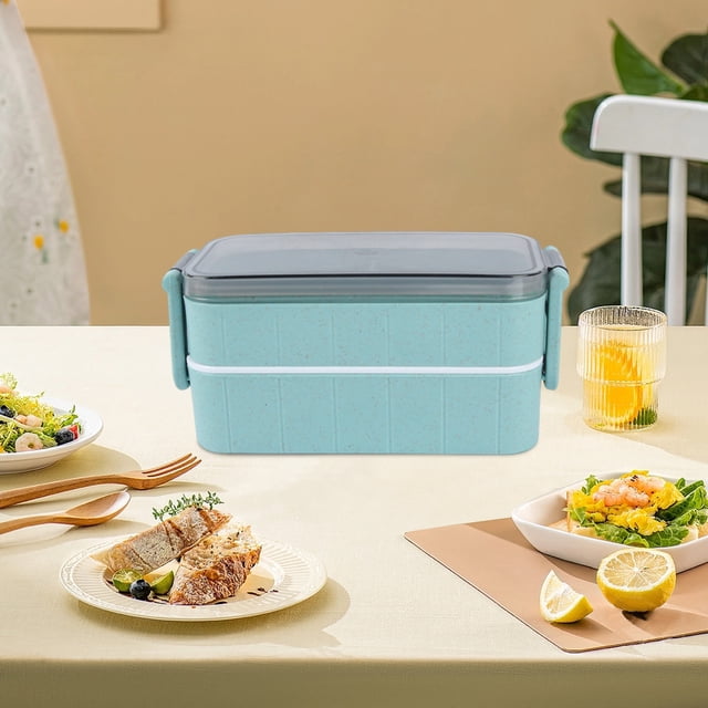 Boîte Étanche à Double Compartiment de Style Japonais, Plastique, 6,8 X 3,2 X 3,1 Po, Bleu Ou Beige, 1 Pce, SouMaox