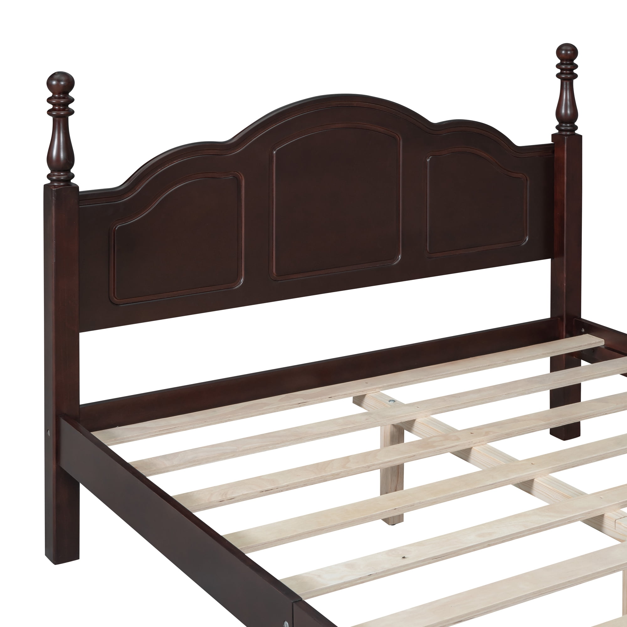 Homy Casa Full Size Wood Platform Bed Frame, Walnut Finish, Sturdy Slats, No Box Spring Needed, Easy Assembly, 550 lbs Capacity