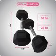 thumbnail image 3 of HolaHatha Iron Hexagonal Cast Exercise 25 lb Dumbbell Weights Pair, Black, 3 of 12