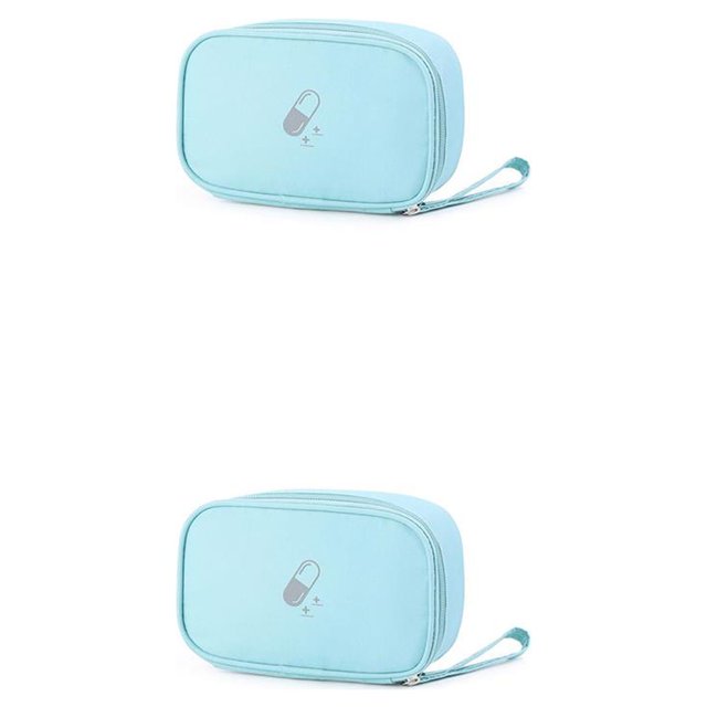 ziyahi Medical Kit Fabrics Household Indoor First Aid Box Storage Bag Boxes Student Pill Pouch Accessory Camping Blue Small Size 2Set