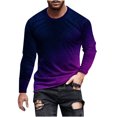 thumbnail image 1 of Besolor Chemises à Manches Longues pour Hommes Tendance Dégradé Col Rond Pull Décontracté Grande Taille Blouse d'Entraînement Tee, 1 of 5