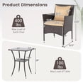 thumbnail image 3 of Costway 3PCS Patio Wicker Bistro Set, 2 Rattan Chairs with Double-Tier Tempered Glass Table Mix Brown+Beige, 3 of 10