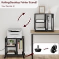 thumbnail image 3 of Under Desk Printer Stand Black - 4-Tier Mobile Cart with Power Outlets & USB Ports for Home Office (1-Pack), 3 of 7
