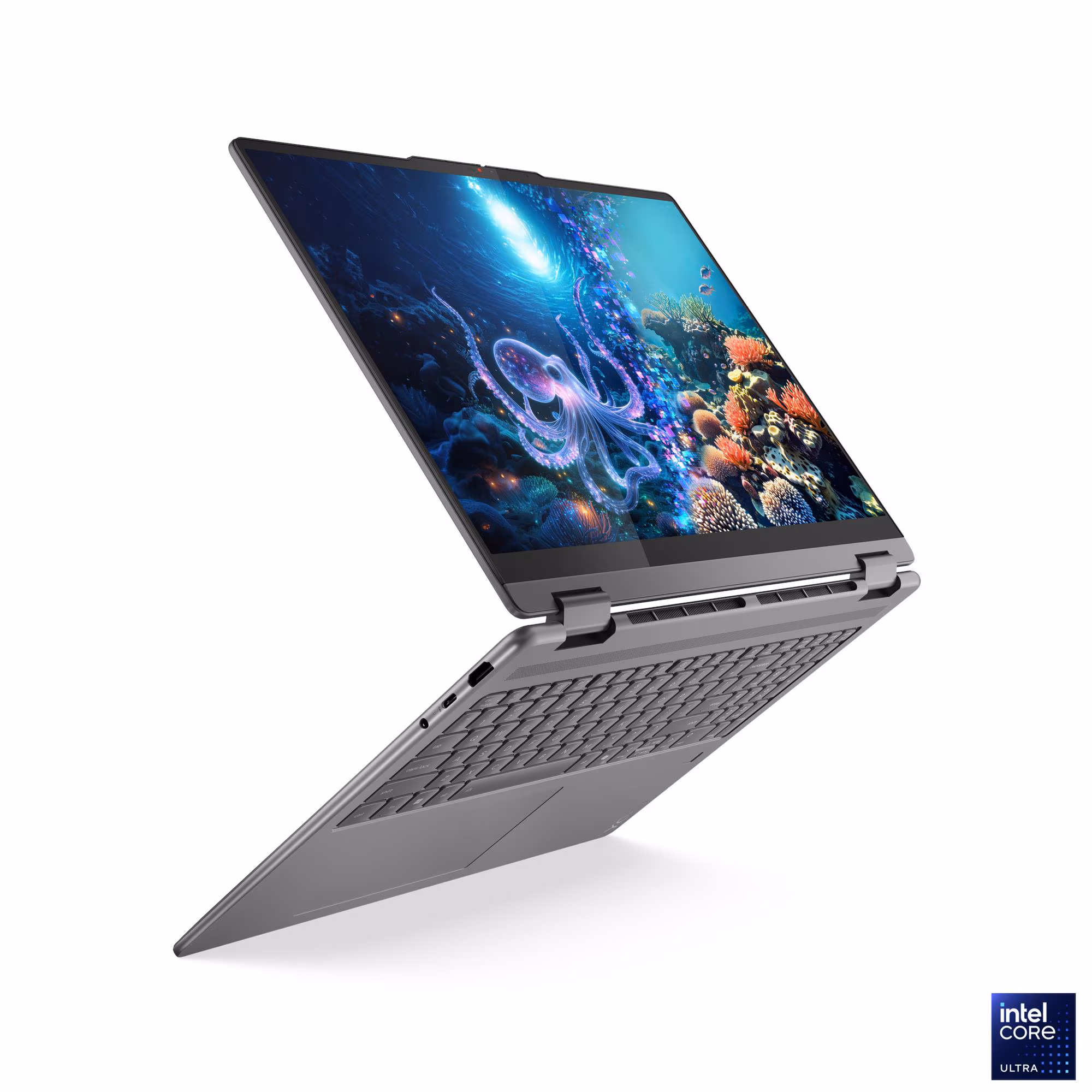 Lenovo Yoga 7i Portable 2-en-1 à Écran Tactile de 16 Pouces, Intel Core Ultra 7 256V, PC Copilot+, 16 Go de RAM LPDDR5X, SSD de 512 Go, Lecteur d'Empreintes Digitales, Windows Hello, Wi‐Fi 7, Windows 11 Famille, Luna Grey