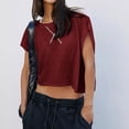 thumbnail image 5 of Amzcrzy Hauts pour Femmes Tendance Couleur Unie Hauts de Printemps Été pour Femmes Décontractés Manches Courtes Col Rond T-Shirts Dos Découpé Confortables Hauts de Sortie, 5 of 5