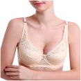 thumbnail image 2 of Saving Clearance 2025！Womens Plus Size Bras,,Woman's Solid Color Lace Front Buckle Elastic Style Large Size Bra Without Steel Rim, 2 of 3