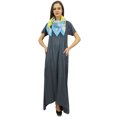 thumbnail image 1 of Bimba Robe Maxi Brune pour Femme à Ourlet Asymétrique avec Poches Grises et Foulard-14, 1 of 5