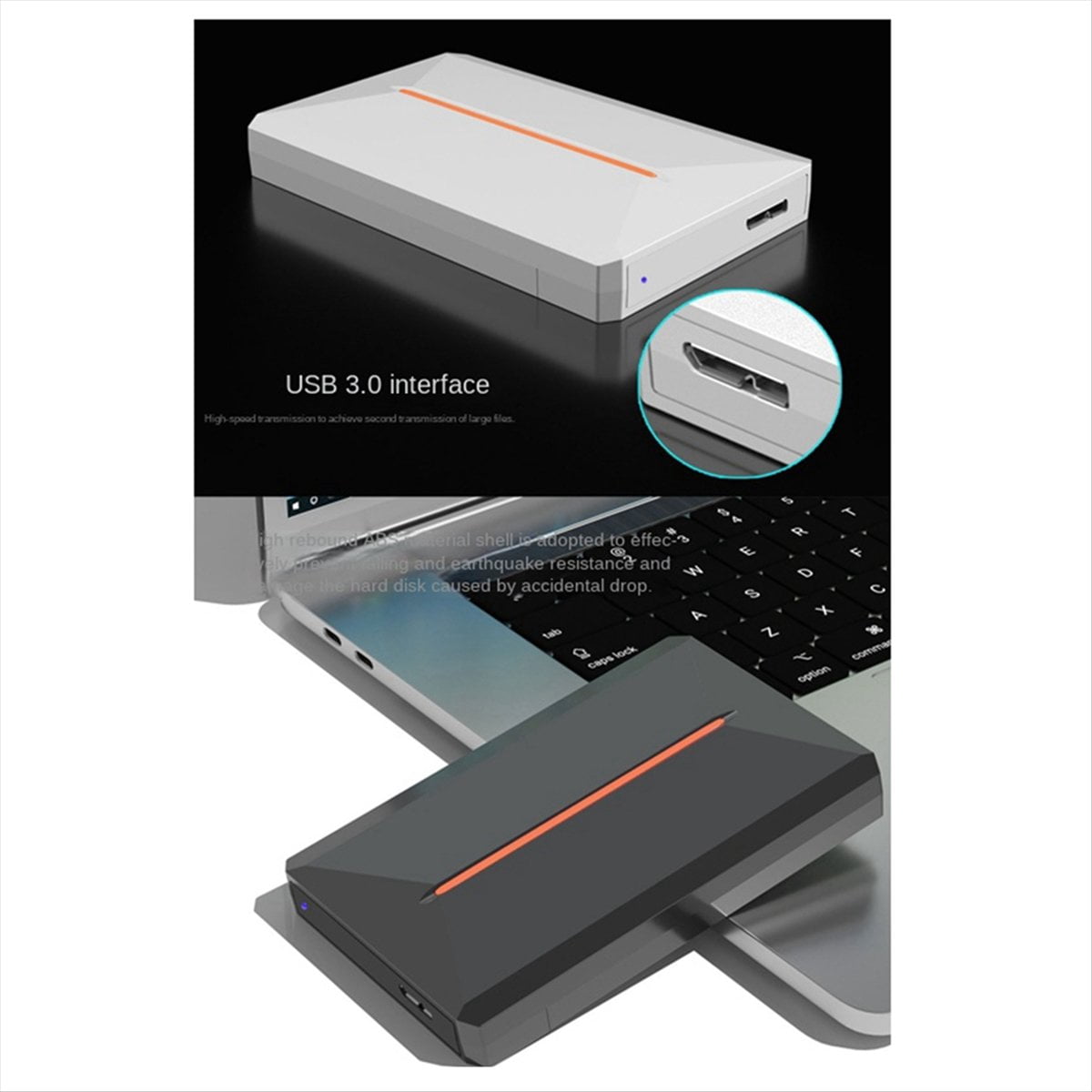 Mobile Hard Disk Box USB3.0 SATA2.5 Inch Notebook Tape External External Hard Disk for Windows/ Os/Linux White,1 x hard drive box,White