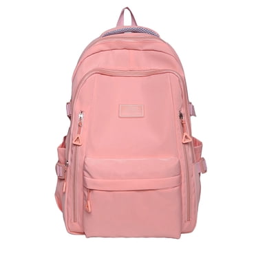 Sac à Dos d'École Léger, Sac d'École Secondaire Imperméable, Sacs de Jour Décontractés Sac à Dos avec Beaucoup de Poches, Sac à Dos de Collège pour Garçons Filles (Rose)