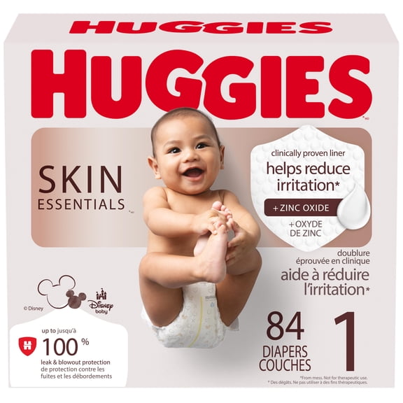 Couches pour bébés Huggies Skin Essentials, taille 1 (8-14 lb), 84 Couches
