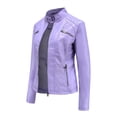 thumbnail image 4 of Veste de Moto Ajustée en Cuir pour Femmes avec Col Montant, 4 of 5