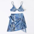 thumbnail image 4 of Birdeem Womens Solid Bikini Strap Bikini Deep V Sexy Split Swimsuit Set Three-Piece Swimming Suit, 4 of 8