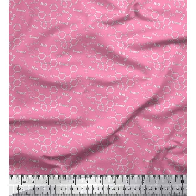 Soimoi Polyester Crepe Fabric Chemical Formula Education Theme Print Sewing Fabric Yard 42 Inch Wide