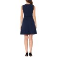 thumbnail image 3 of INSPIRE CHIC Women's Wear to Work Solid Color Sleeveless A-Line Flared Midi Dresses L Dark Blue, 3 of 6