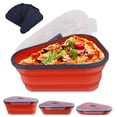 thumbnail image 1 of Contenant de Rangement pour pizza Réutilisable et Extensible avec 5 Plateaux Chauffants Micro-Ondables, Boîte à pizza en silicone Ajustable, Contenant pour Tranches de pizza Gain de Place et Restes, Compatible Micro-Ondes et Lave-Vaisselle., 1 of 6