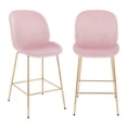 thumbnail image 1 of Upholstered Velvet Stool with Gold Legs – Set of 2 Comfortable Velvet Stools with Foot Rest, Modern Design for Kitchens, Bars, and Contemporary Spaces, 1 of 6