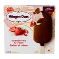 thumbnail image 1 of HAAGEN-DAZS Barres de crème glacée Fraises et crème, enrobage fait de chocolat au lait 3 x 72 ml, 1 of 7