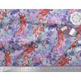 thumbnail image 2 of Soimoi Purple Velvet Fabric Floral,Insect & Parrot Bird Print Fabric by Yard 58 Inch Wide, 2 of 3