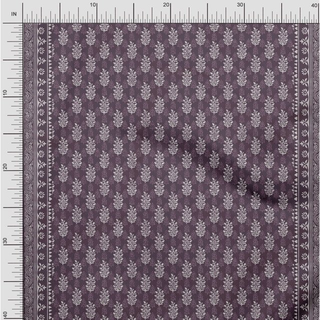 Soimoi Modal Satin Fabric Leaves Panel Printed Fabric 1 Yard 42 Inch Wide