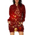 thumbnail image 2 of TIMIFIS Robe de Noël Moche pour Femmes Robe de Vacances à Manches Longues Père Noël Flocon de Neige Graphique Midi Robe Chandail Automne Hiver avec Poches, 2 of 4