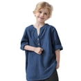 thumbnail image 1 of zbxnLI Kids Girls Spring Long Sleeve Shirts Button V Neck Casual Loose T-Shirts Solid Color Summer Tops, 1 of 7