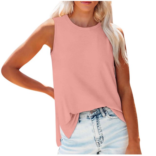 Birdeem Débardeur pour Femmes Mode Débardeur Décontracté Couleur Unie Fente Latérale Col Rond