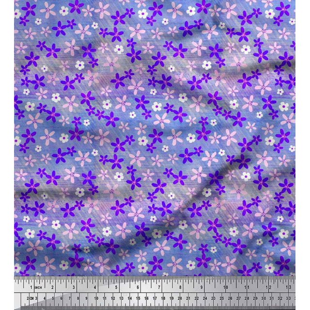 Soimoi Purple Poly Georgette Fabric Floral Fabric Prints by Yard 52 Inch Wide