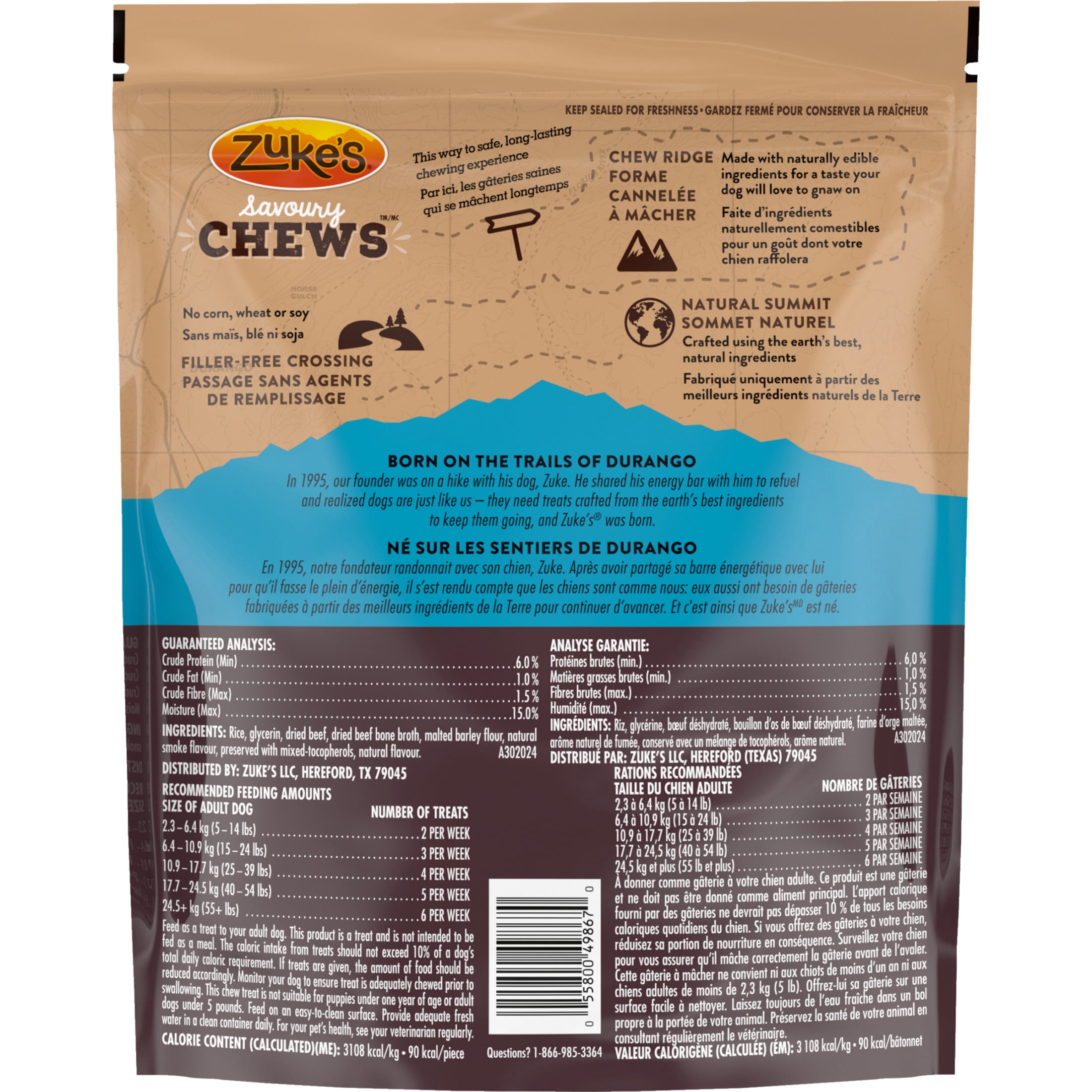 Zuke's Savoury Chews Grass-Fed beef Recipe, Dog Treats, 303 g