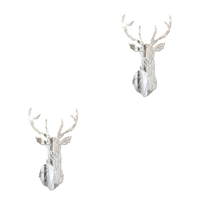 Redempat Living Space With 3D Mirror Deer Wall Sticker Easy To Paste And Remove silver XL 2Set
