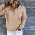 thumbnail image 4 of Chandail à Capuchon Uni à Manches Longues pour Femmes, Blouse Décontractée, Haut à Enfiler, 4 of 8