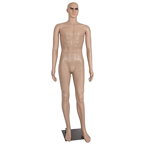 Male Mannequin Full Body Adjustable Mannequin Torso Dress Form with Metal Base 73inches
