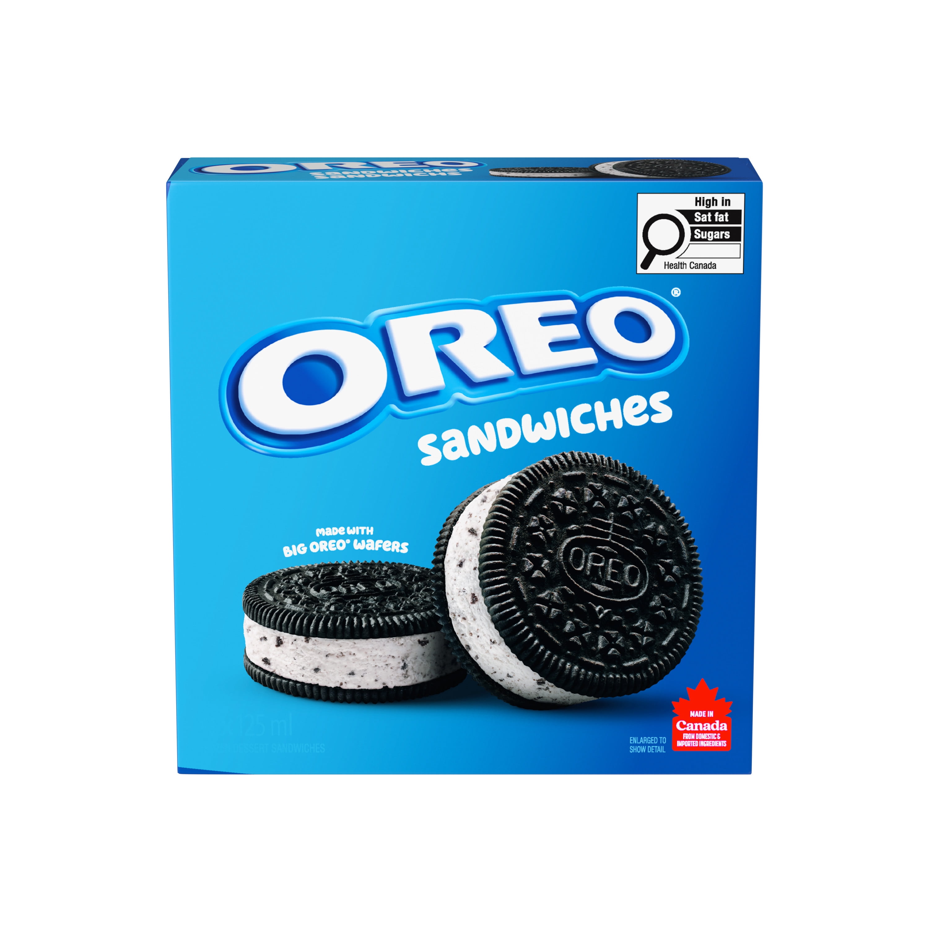 CHRISTIE OREO Sandwichs au dessert glacé, dessert glacé à saveur de crème avec morceaux d’OREO 4 x 125 ml