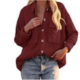 thumbnail image 2 of Pockets Women's Buttons Long Sleeve Tops Outwear Solid Color Turn-down Collar Jacket Coat, 2 of 5