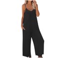 thumbnail image 1 of RKSTN Jumpsuits for Women 2024 V Neck Sleeveless Jumpsuits Spaghetti Straps Solid Color Loose Plus Size Long Pants Rompers with Pockets, 1 of 4