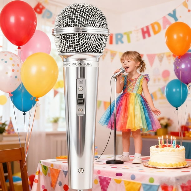 Lot De 2 Faux Microphones Jouet – Accessoire De Scène Pour Enfants – Noir ABS