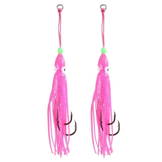 2PCS Fishing Soft Lures Octopus Squid Skirt Soft Baits with Hooks
